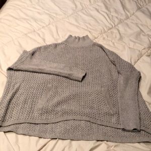 Loft Grey loose weave turtleneck sweater. Size M